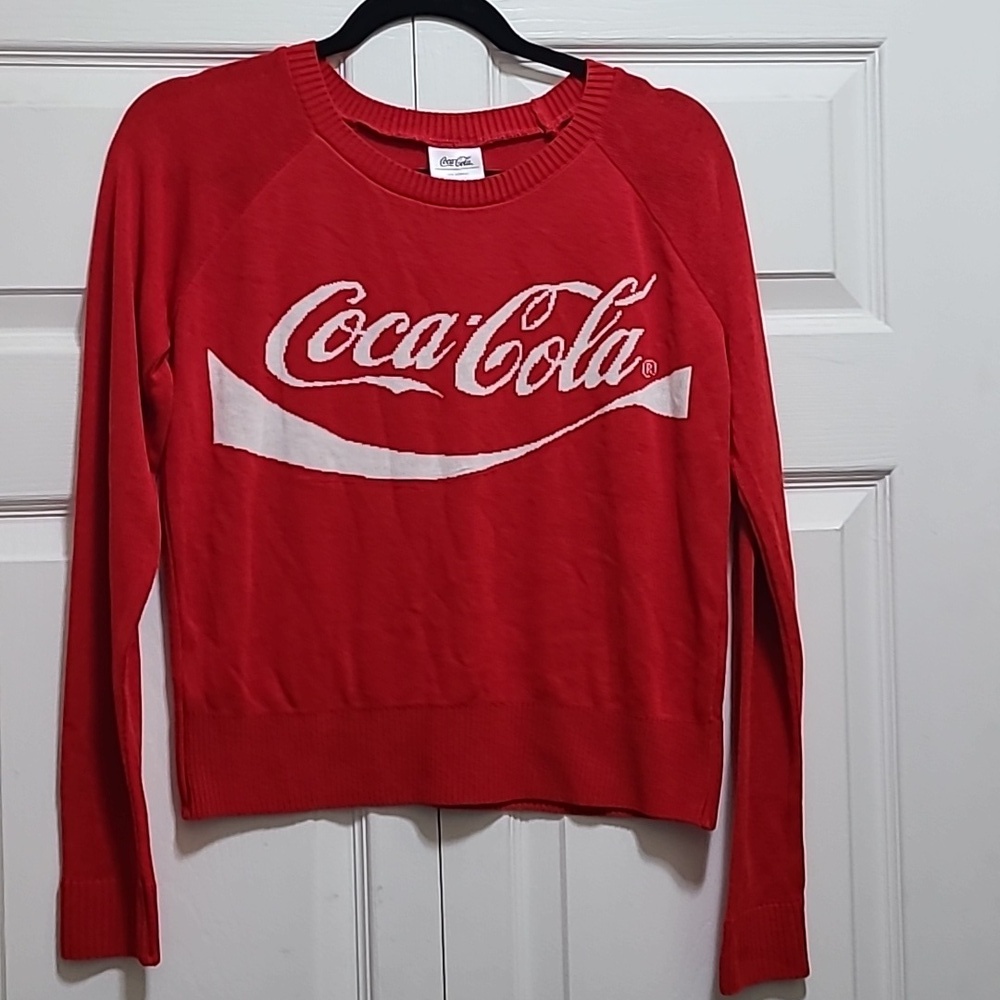 Coca-Cola retro cropped semi‎ sheer sweater size M EUC scoop neck